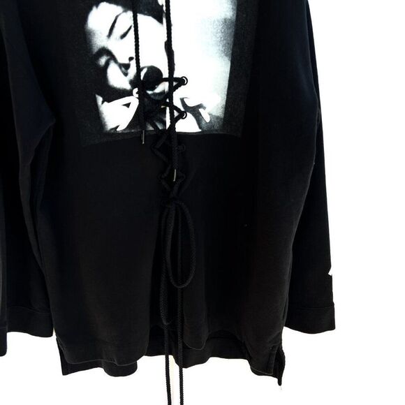 Puma Fenty by Rihanna Black White Long Sleeve Oversized Hoodie Sweatshirt XS - Picture 7 of 13